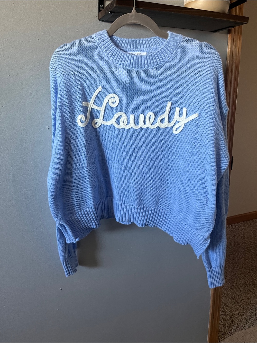 Lovely Script Pullover Sweater - Light Blue